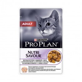 ПРО ПЛАН Влажный корм для взрослых кошек Purina Pro Plan Adult, индейка в желе, пауч, 85 г